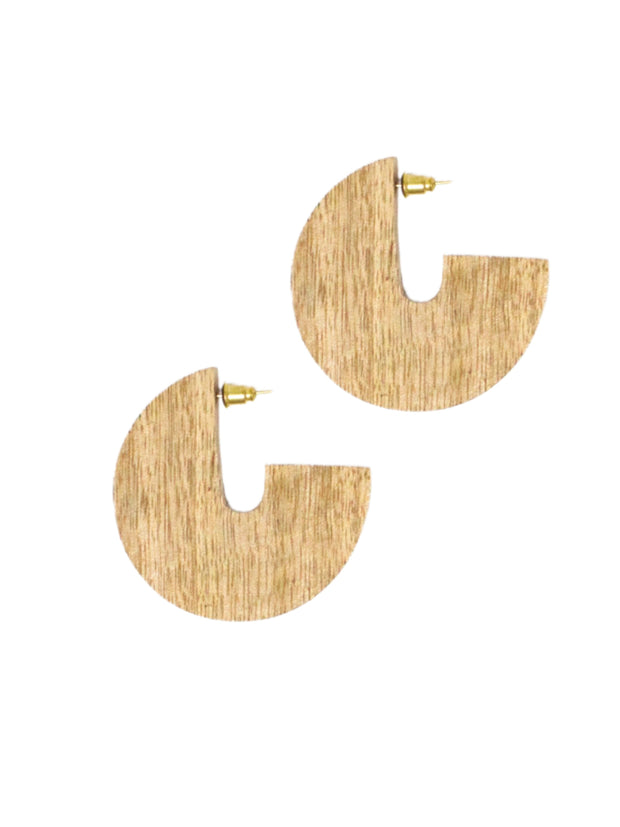Wood Disc Earrings - Mango Wood