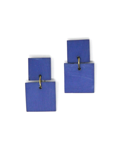 square marble earring blue
