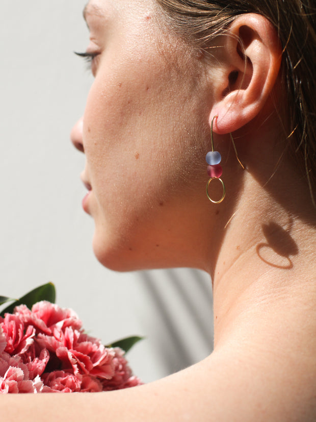 Sea Glass Stack Earrings - Rosé Sky