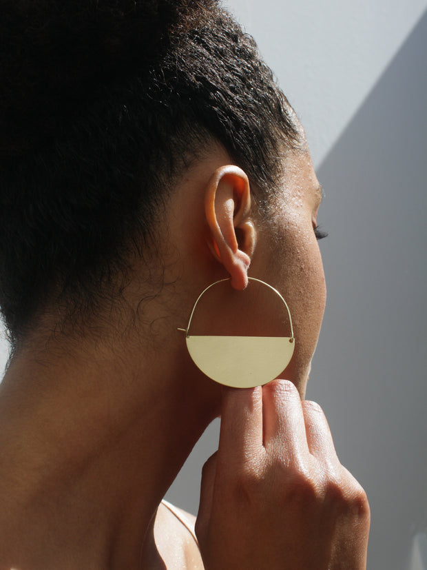 Matte Gold Half Moon Earrings