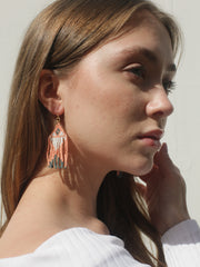 Beaded Fringe Earrings - Flamingo