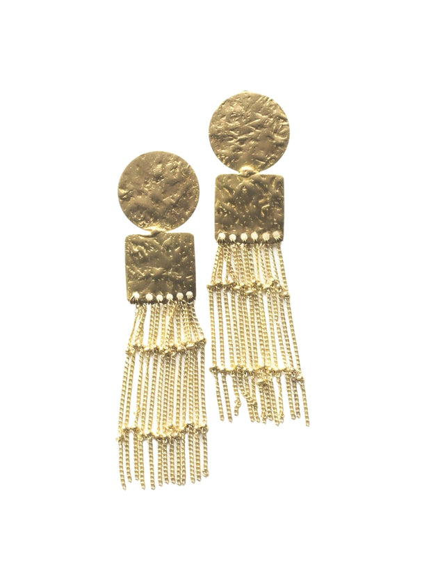 Brass Queen Fringe Earrings 