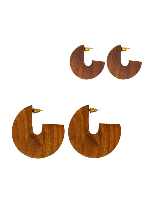 Teak Wood Disc Earrings