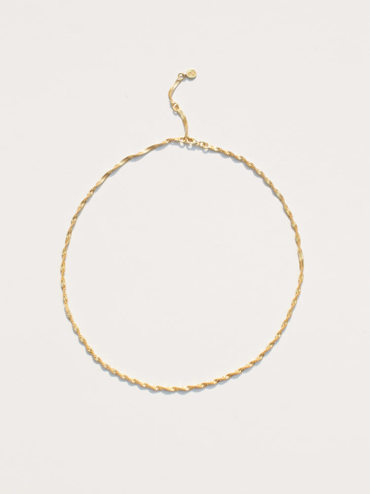 ゆうENEY HERRINGBONE K18 CHAIN NECKLACE Herringbone Engraved Slim Chain Necklace with 0.3ct Diamonds