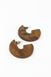 Wood Disc Earrings - Teak Wood